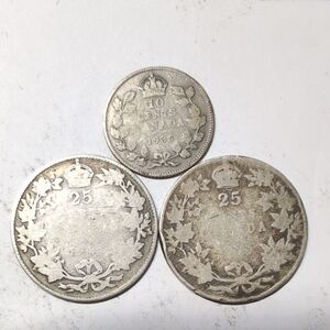 Canadian 10 Cent & 25 Cent Silver Coins Collection